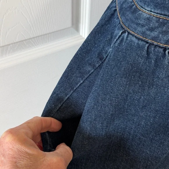 Urban Outfitters Med Blue Denim Midi Plunging Dress size Med - Picture 4 of 9